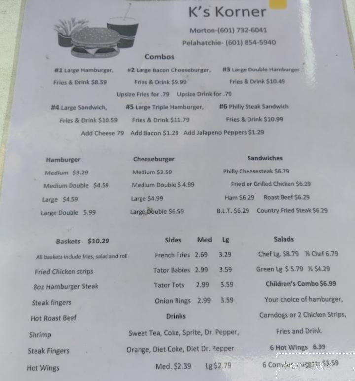 K's Korner - Morton, MS menu_pic
