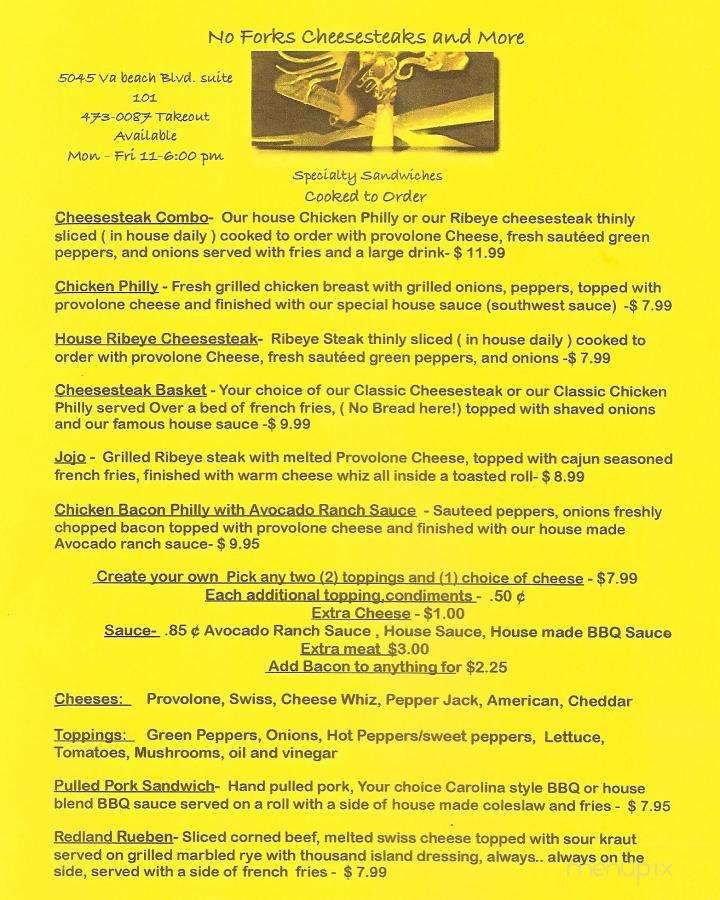No Forks Cheesesteaks More - Virginia Beach, VA menu_pic