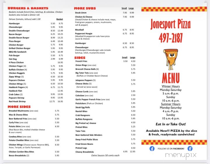 Jonesport Pizza Shop - Jonesport, ME menu_pic