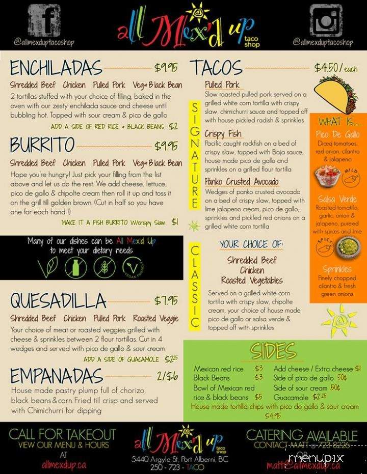 All Mex'D Up Taco Shop - Port Alberni, BC menu_pic