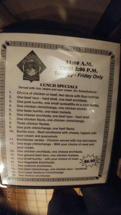 El Camino Mexican Restaurant - Kiel, WI menu_pic