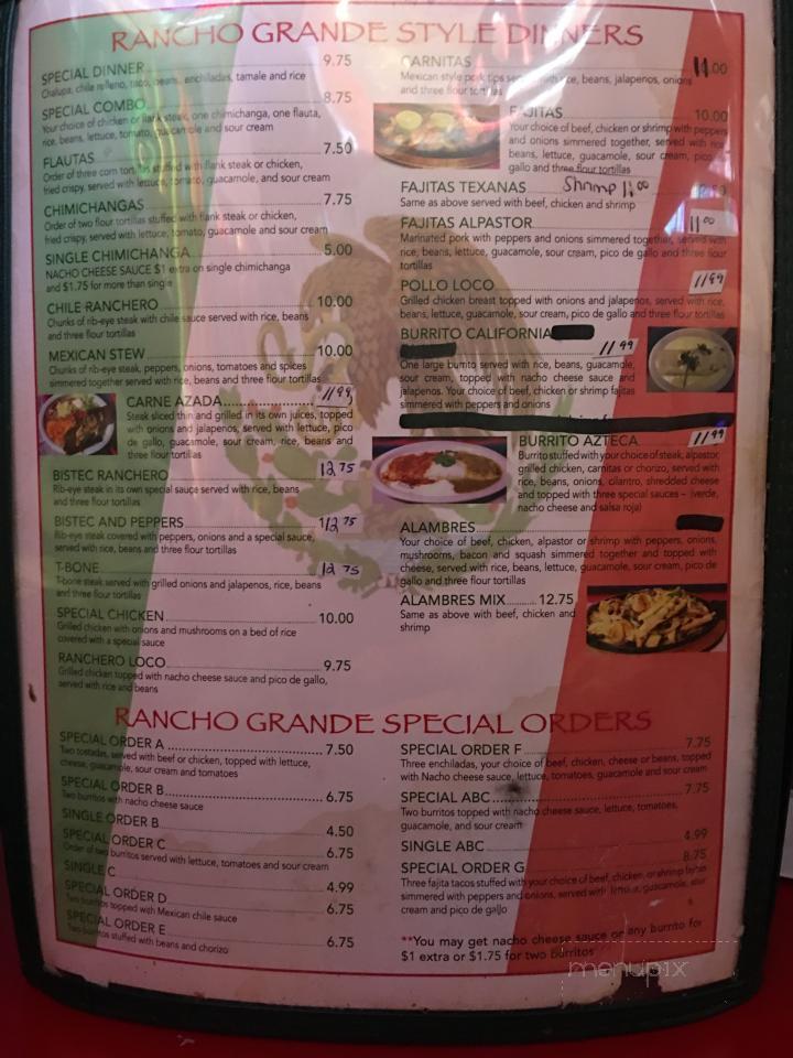 Rancho Grande - Madison, FL menu_pic
