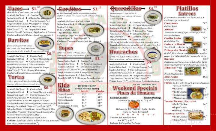 Taqueria El Toro - Raleigh, NC menu_pic