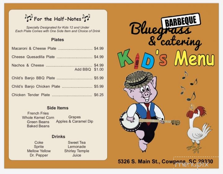 Bluegrass BBQ - Cowpens, SC menu_pic