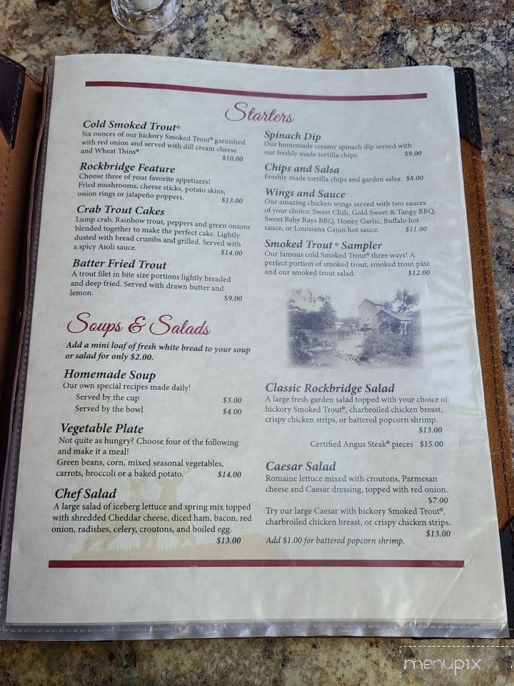Rainbow Trout & Game Ranch Restaurant - Rockbridge, MO menu_pic
