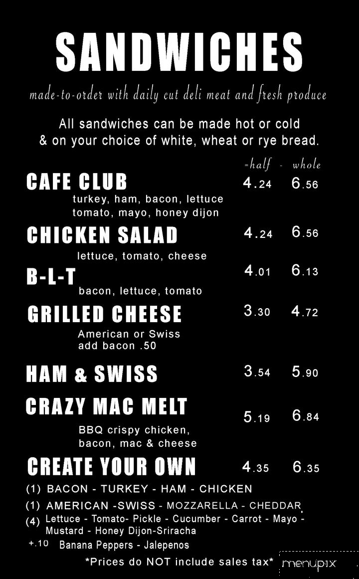 Cafe Cream - Maysville, KY menu_pic