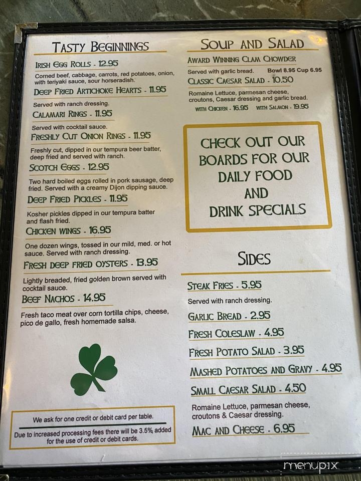 Foley's Irish Pub - Bandon, OR menu_pic