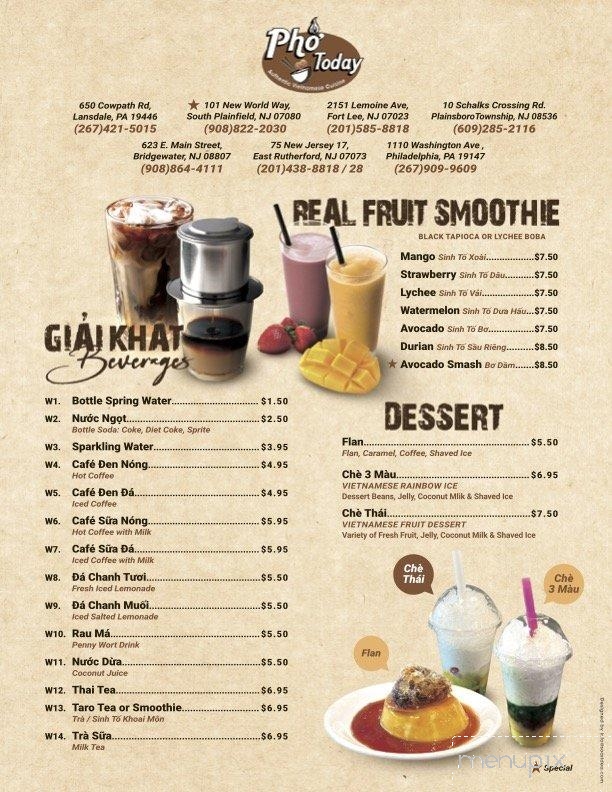 Pho Today Montgomery - Landsdale, PA menu_pic