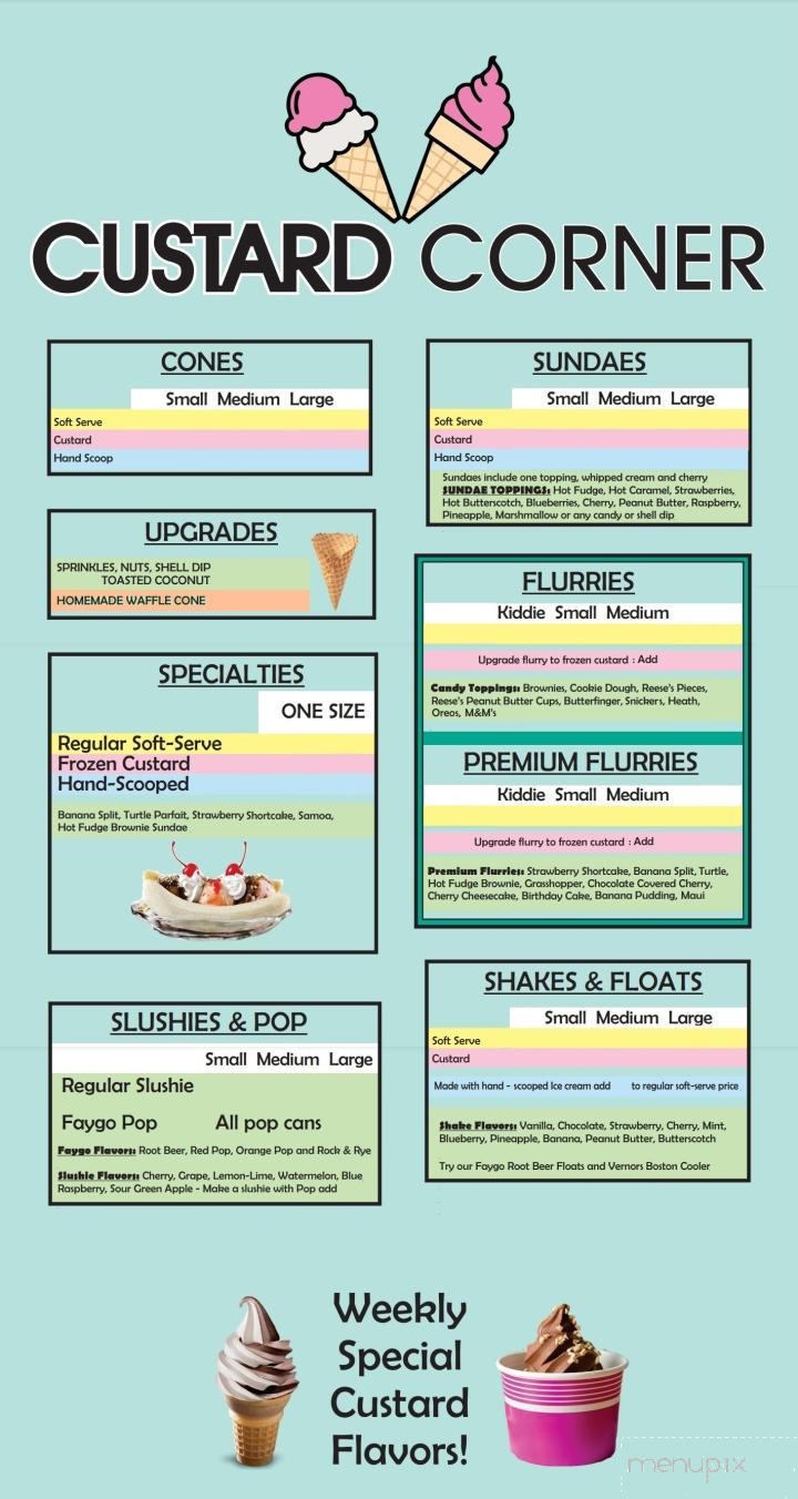 Custard Corner - Trenton, MI menu_pic