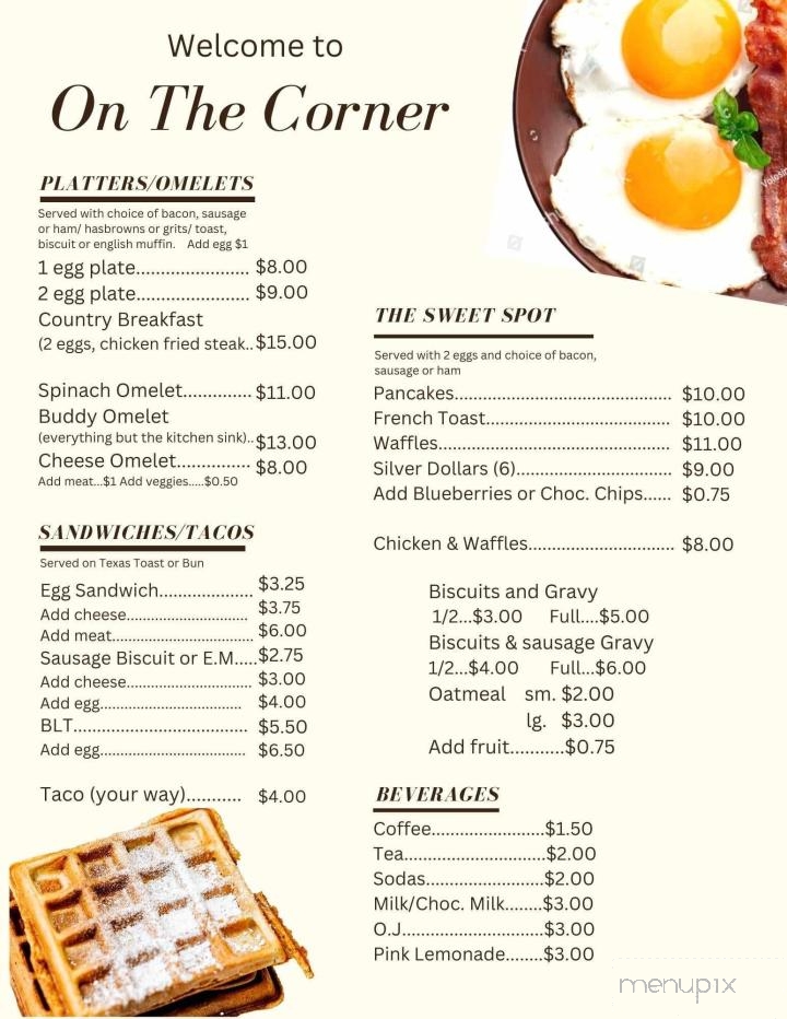 On the Corner - Bay City, TX menu_pic