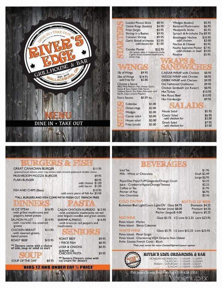 River's Edge Grillhouse & Sports Bar - Wallaceburg, ON menu_pic