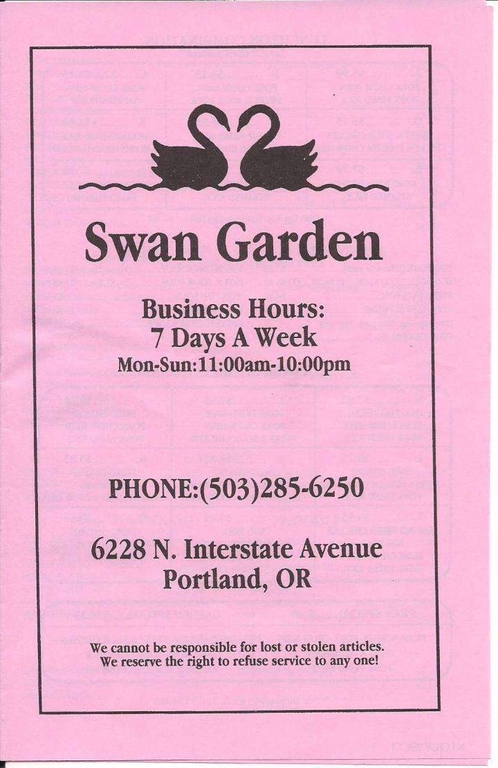 Swan Garden - Portland, OR menu_pic