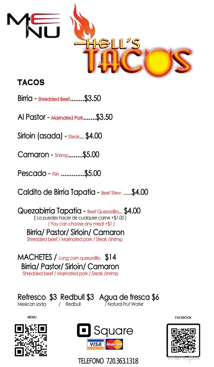 Hell's Tacos - Denver, CO menu_pic