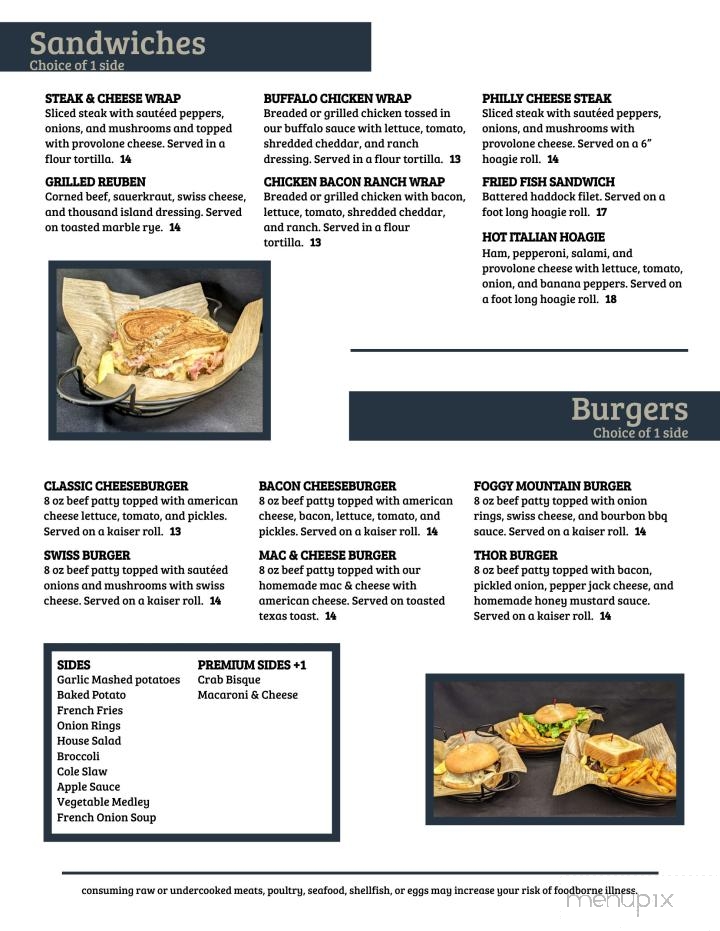 Foggy Mountain Lodge - Stahlstown, PA menu_pic