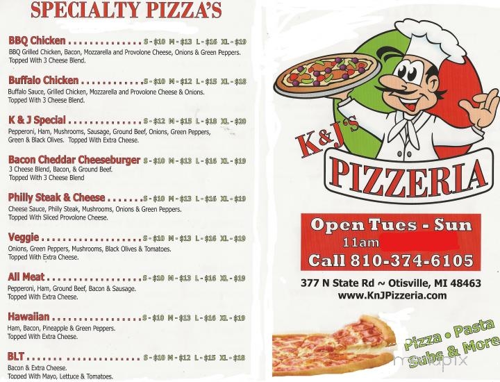 K & J's Pizzeria - Otisville, MI menu_pic