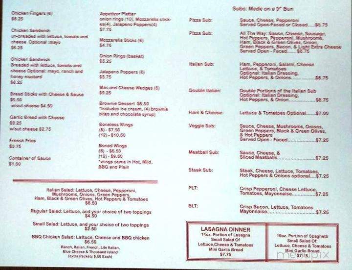 Menu of Firehouse Pizza in Thornville OH 43076