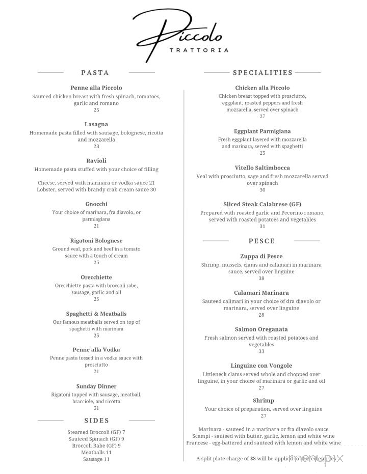 Piccolo Trattoria - Catskill, NY menu_pic