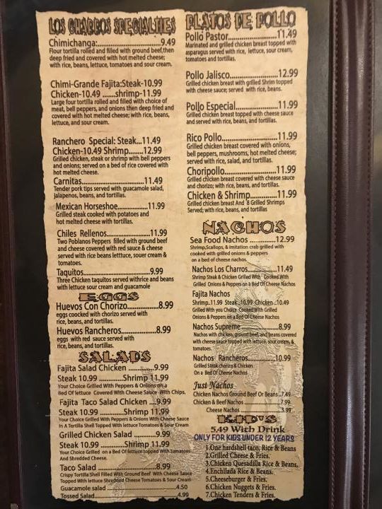 Los Charros - Petal, MS menu_pic