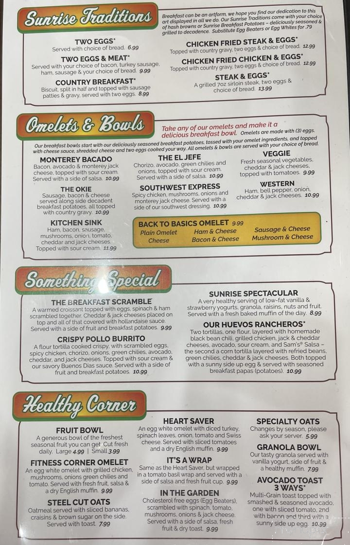 Sunrise Cafe - Tulsa, OK menu_pic