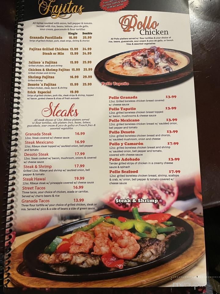 Granada Grill - Hot Springs Village, AR menu_pic