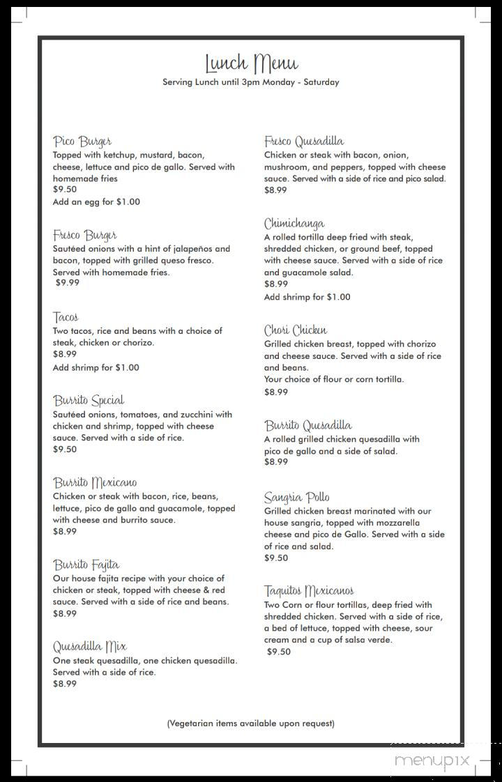 Fresco Fajita House - Beloit, WI menu_pic