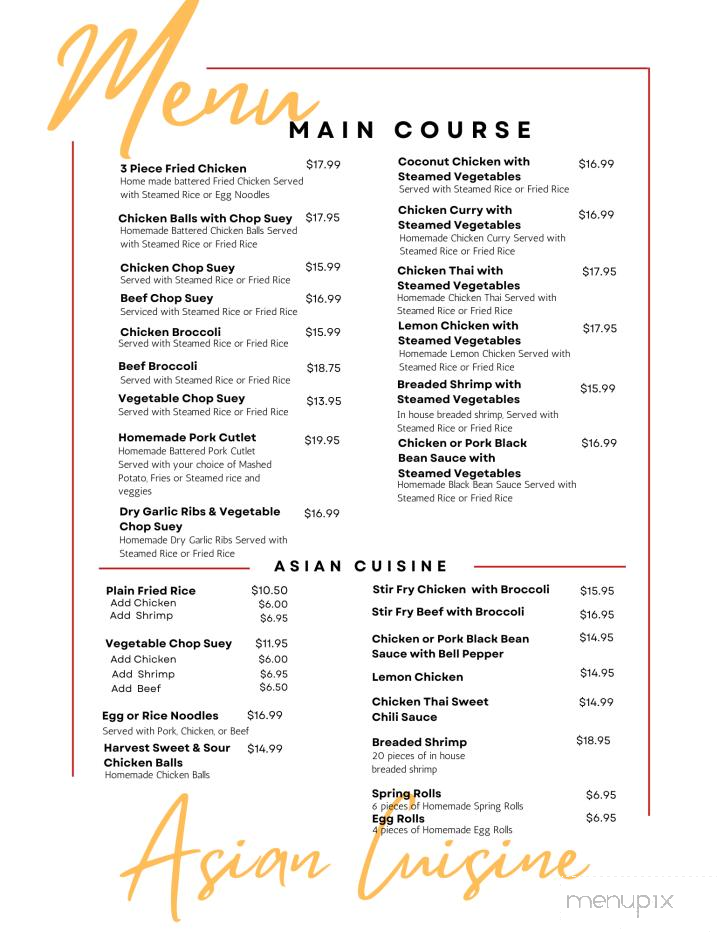 Harvest Cafe - Lampman, SK menu_pic