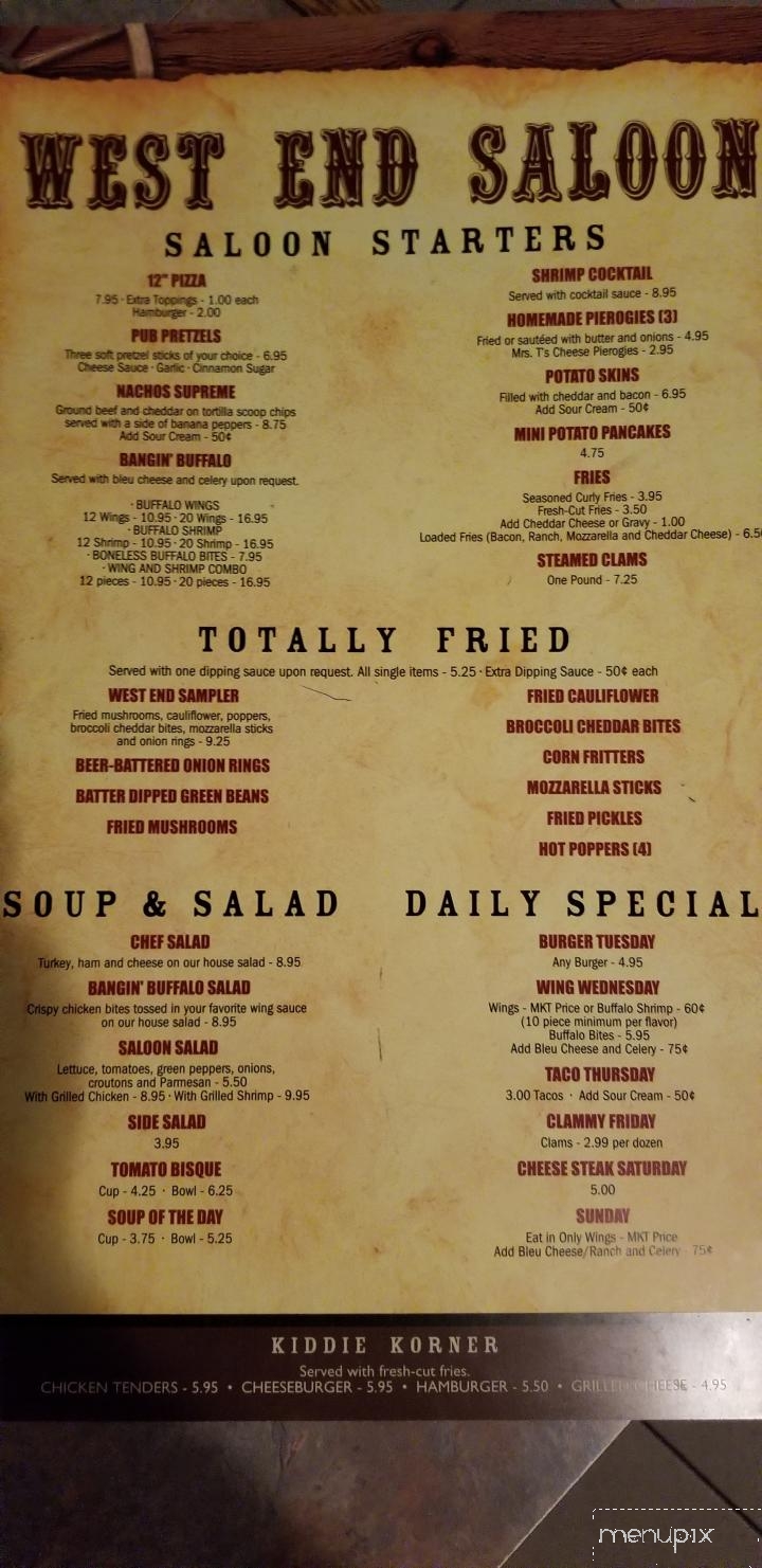 West End Saloon - Palmerton, PA menu_pic