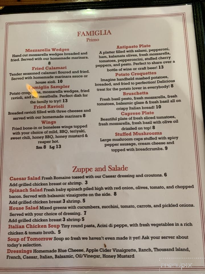 Famiglia - Winterville, NC menu_pic