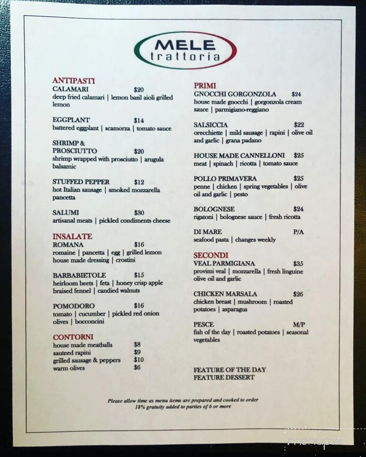 Mele Trattoria - Saint Catharines, ON menu_pic