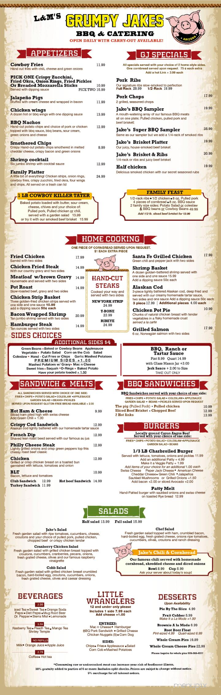 Grumpy Jake's BBQ - Lakeside, AZ menu_pic