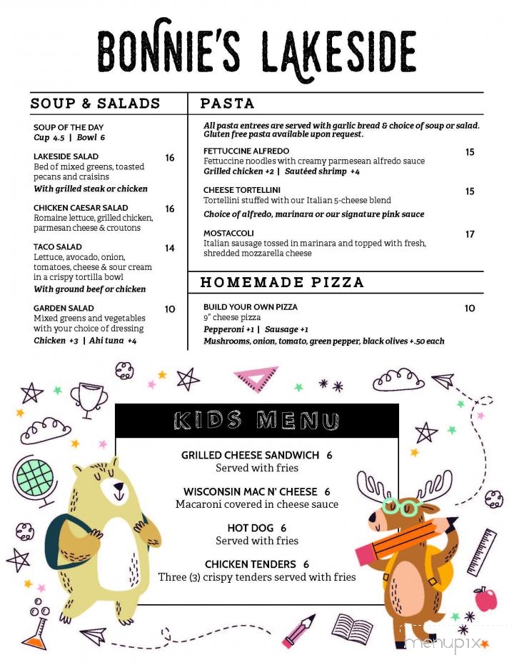 Bonnie's Lakeside - Three Lakes, WI menu_pic