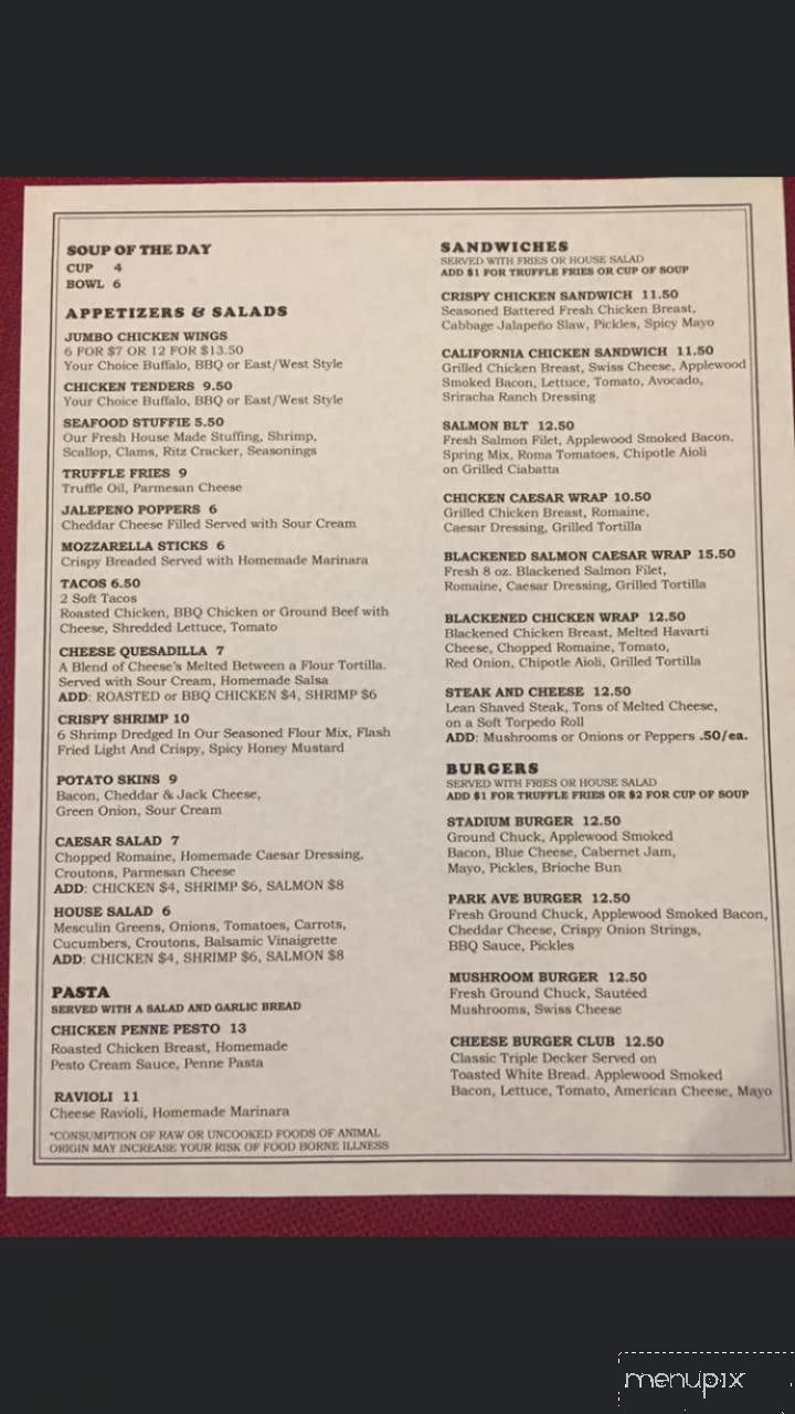 Ted's Stadium Pub - Cranston, RI menu_pic