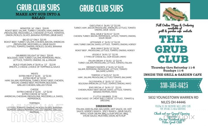 The Grub Club - Niles, OH menu_pic