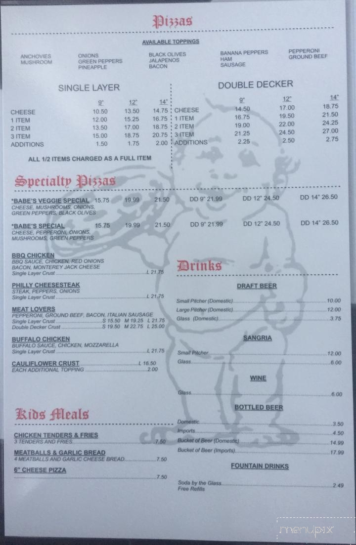 Babe's Pizza - Brandon, FL menu_pic