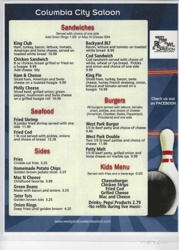 Columbia City Saloon Bar-Grill - Columbia, IL menu_pic