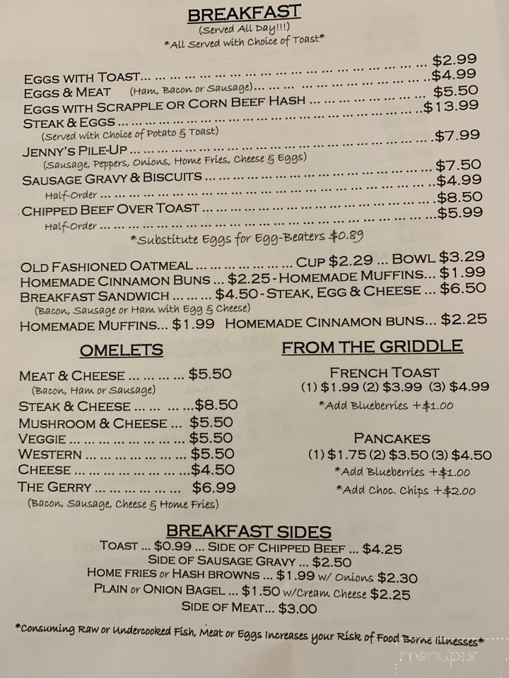 Jenny Leigh's Country Cookin' - Kingsley, PA menu_pic