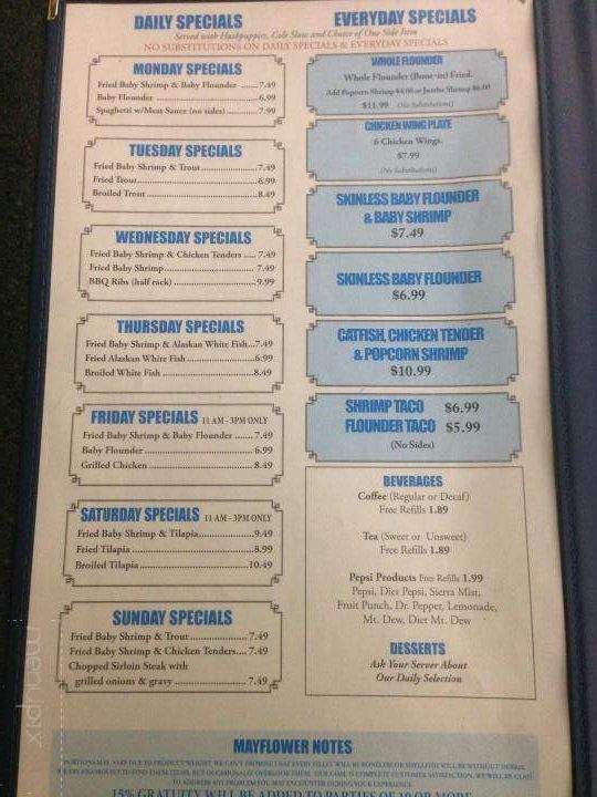 Mayflower Seafood Grill and Oyster Bar - Winterville, NC menu_pic