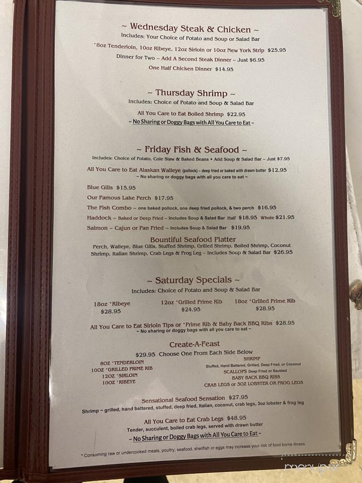 Bob & Laura's Supper Club - Pound, WI menu_pic
