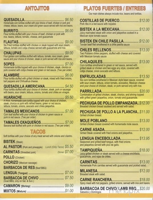 Taqueria La Michoacana - Norristown, PA menu_pic