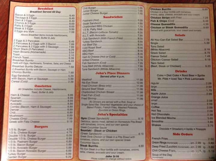 John's Place - Tustin, CA menu_pic