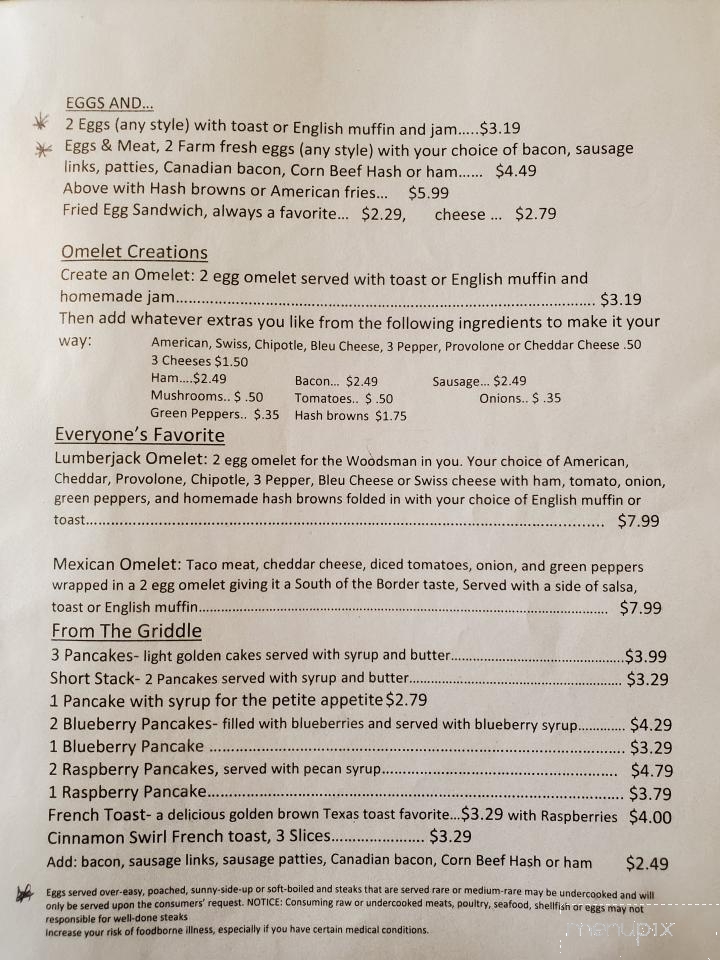 Stoney Ridge Inn - Goodman, WI menu_pic