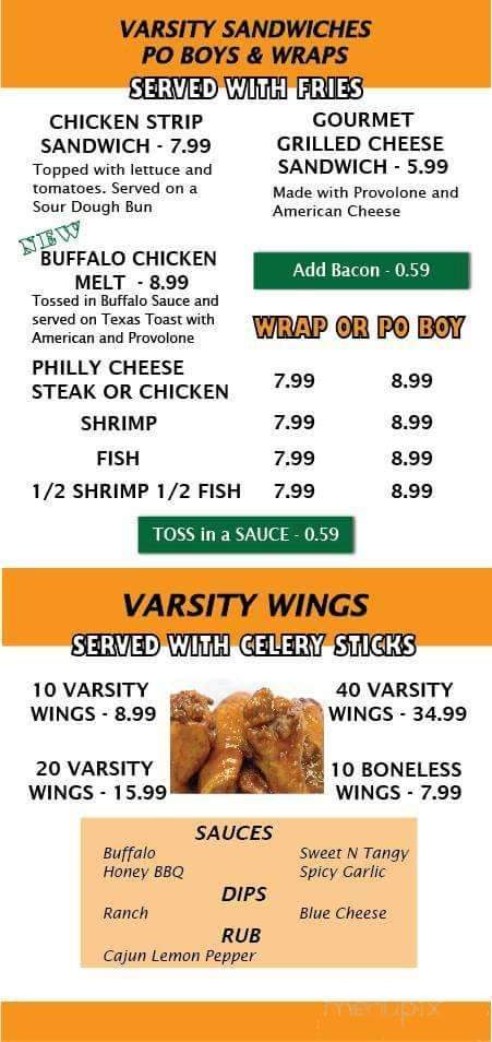 The Varsity Grille - Opelousas, LA menu_pic