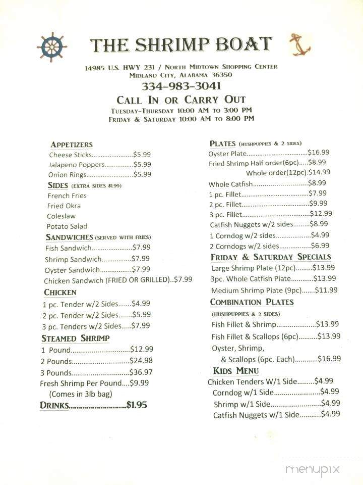 Shrimp Boat - Midland City, AL menu_pic