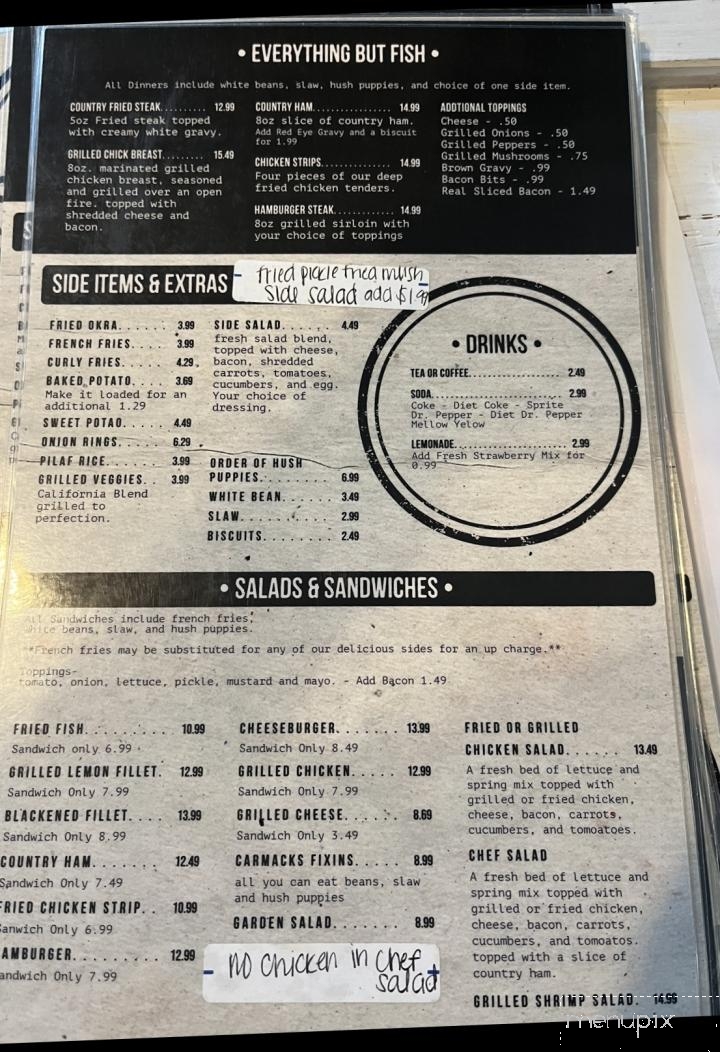 Carmack's Fish Barn - Cottage Grove, TN menu_pic