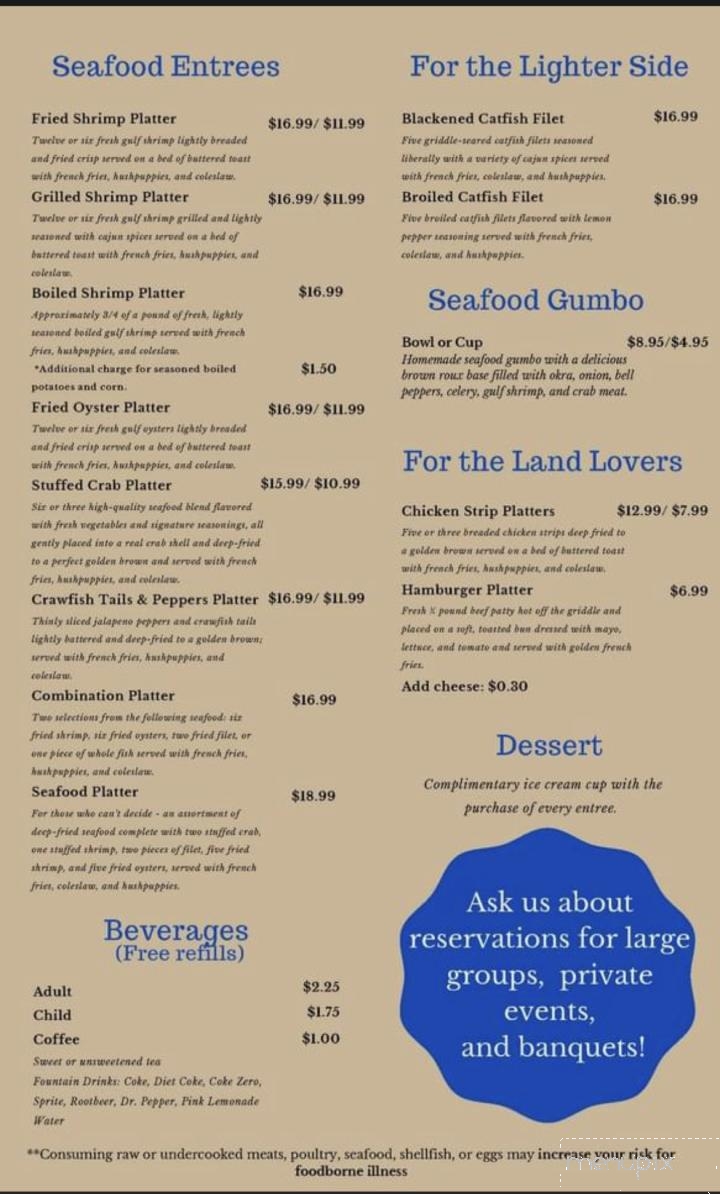 Cuevas Fish House - Purvis, MS menu_pic
