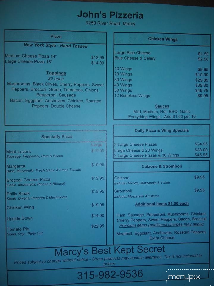 John's Pizzeria - Marcy, NY menu_pic