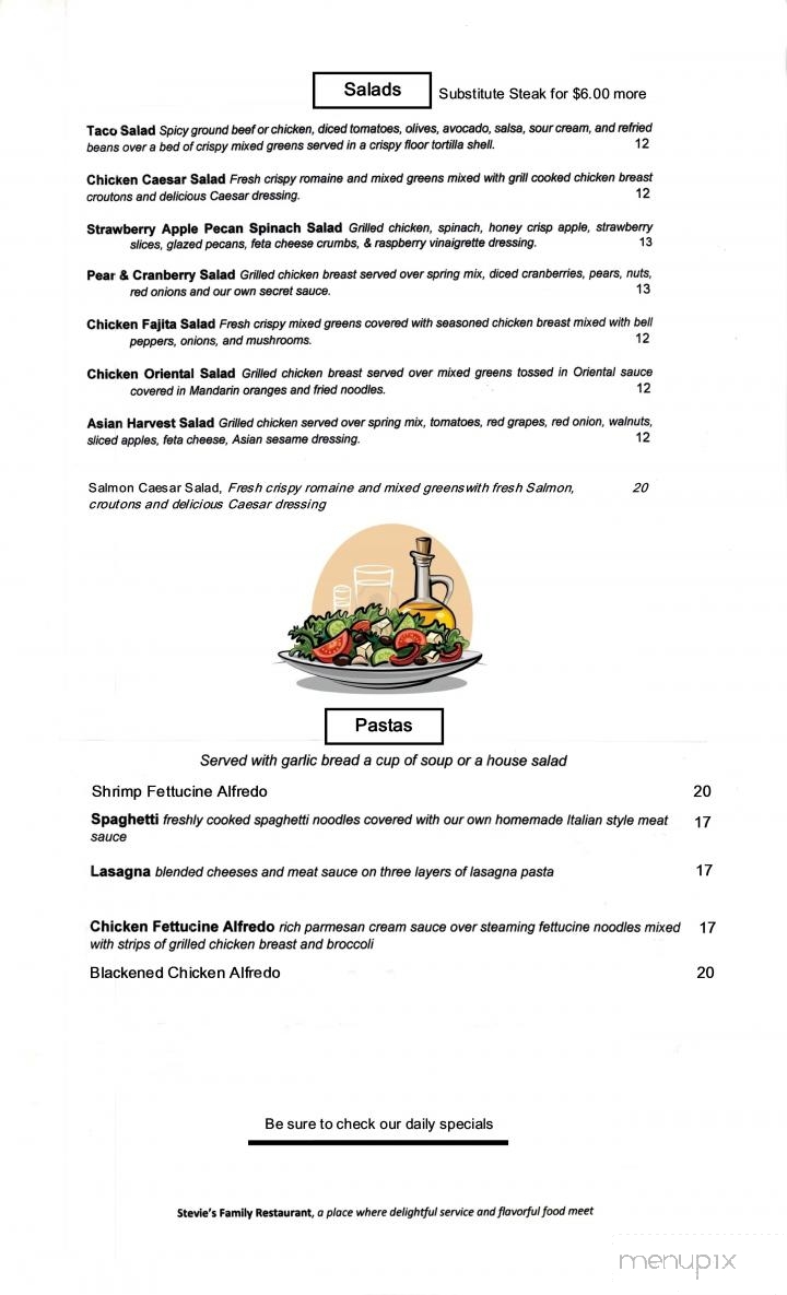 Stevies Family Restaurant - Prunedale, CA menu_pic