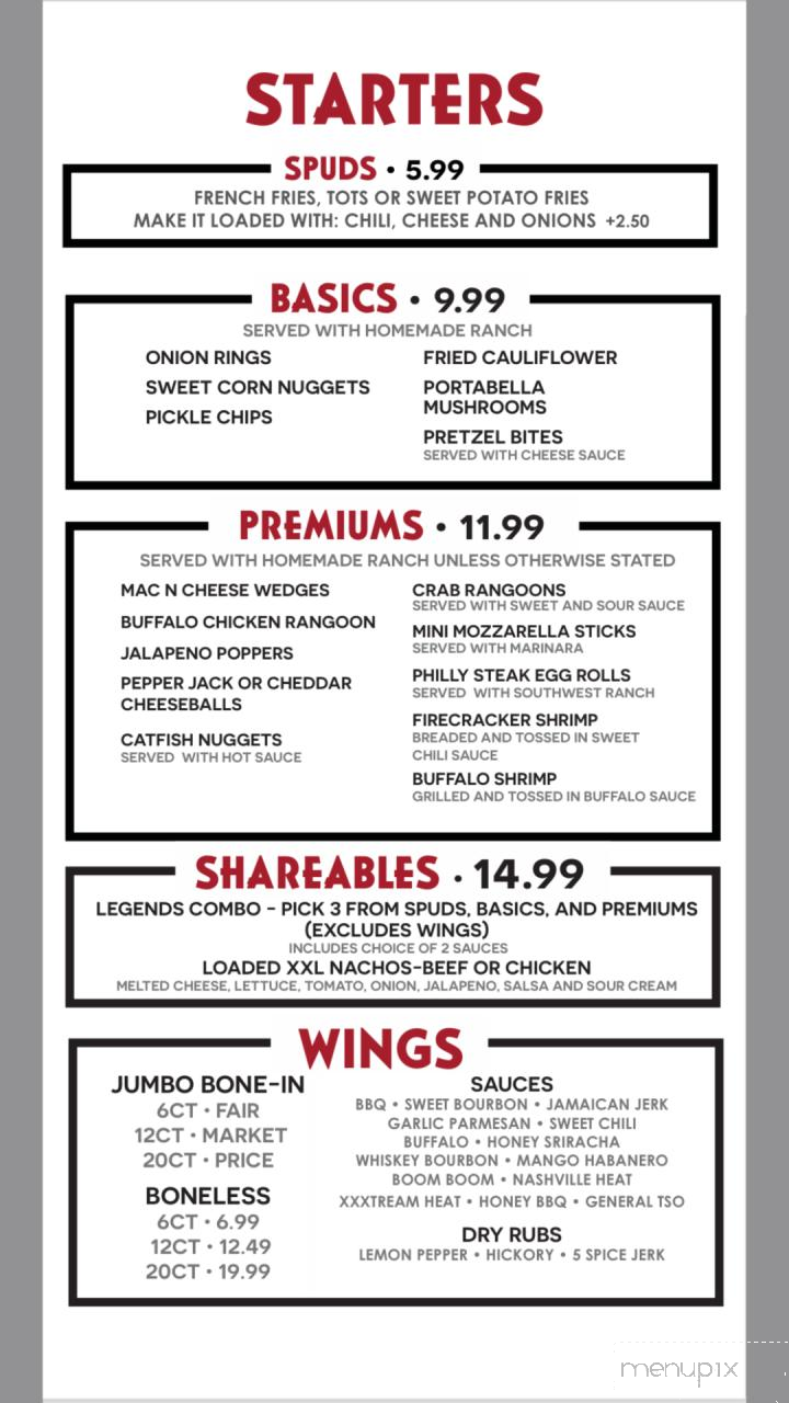 Legends Sports Bar - Clinton, IA menu_pic