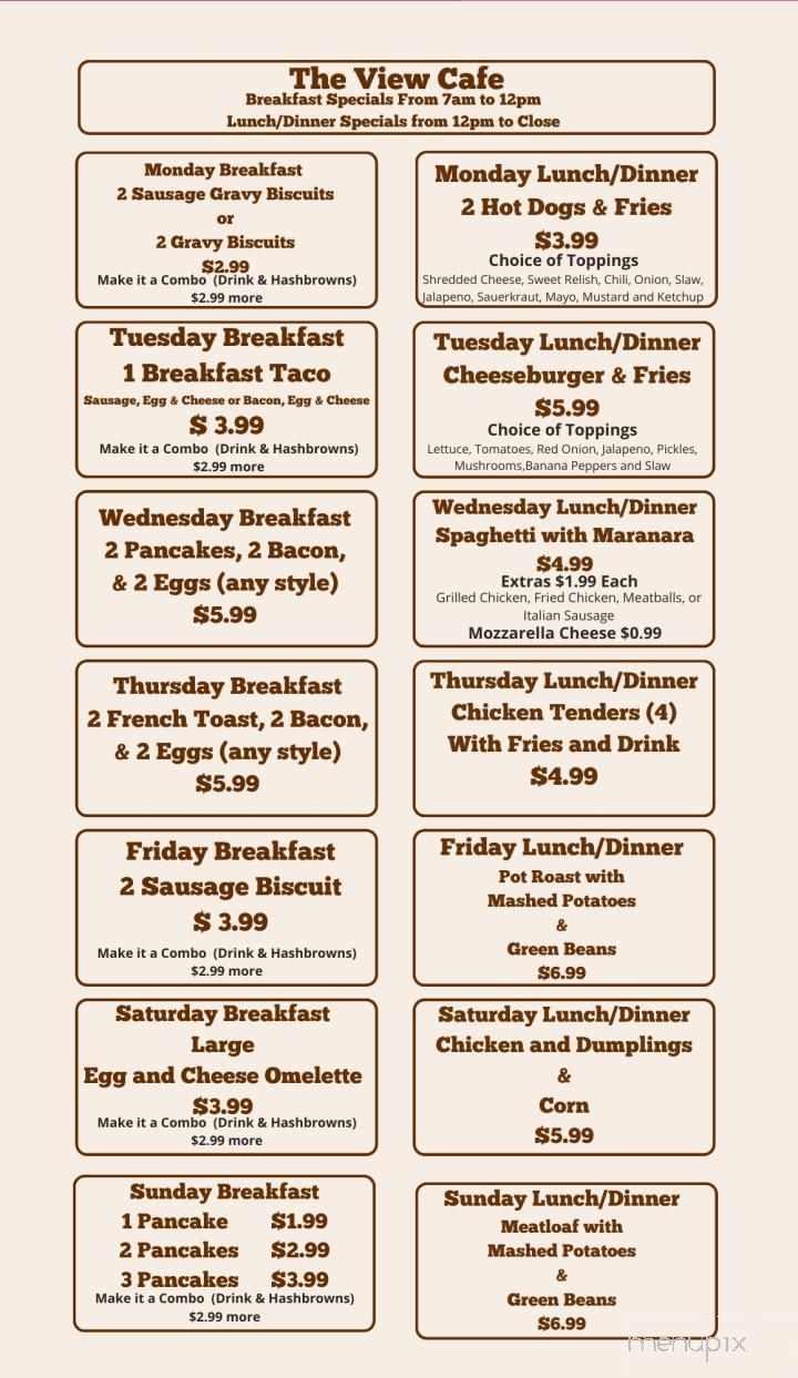 The View Cafe - King, NC menu_pic