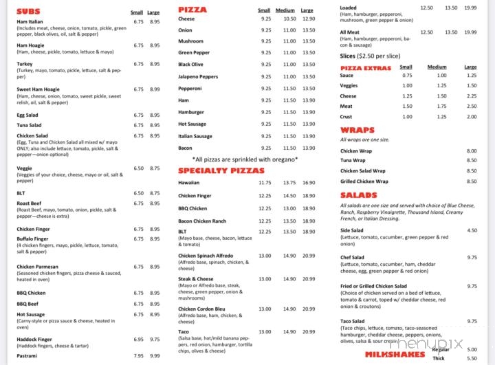 Jonesport Pizza Shop - Jonesport, ME menu_pic